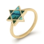14K Yellow Gold and Eilat Stone Star of David Ring for Women - 2