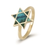14K Yellow Gold and Eilat Stone Star of David Ring for Women - 3