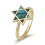 14K Yellow Gold and Eilat Stone Star of David Ring for Women - 4