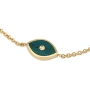 14K Gold Dainty Evil Eye Bracelet with Diamond and Eilat Stone - 3