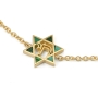 Dainty 14K Yellow Gold Star of David and Chai Chain Bracelet with Eilat Stone - 2