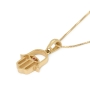 14K Gold Hamsa Evil Eye Pendant Necklace with Ruby - 4