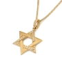 14K Gold Domed Star of David Pendant with Diamond Studded Triangle - 3