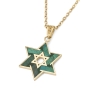 14K Gold Eilat Stone Double Star of David Pendant Necklace - 4