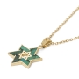 14K Gold Eilat Stone Double Star of David Pendant Necklace - 5