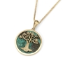 14K Gold and Eilat Stone Tree of Life Pendant Necklace - 2