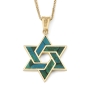 14K Gold and Eilat Stone Star of David Color-Block Pendant  - 1