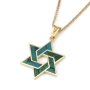 14K Gold and Eilat Stone Star of David Color-Block Pendant  - 3