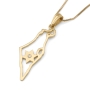14K Gold Dainty Map of Israel Pendant with Diamond Studded Star of David - 4