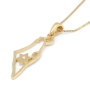 14K Gold Dainty Map of Israel Pendant with Diamond Studded Star of David - 5