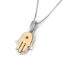 14K Gold Women's Two-Tone Double Hamsa Pendant with Ruby - 3