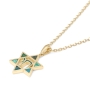 14K Gold Star of David Pendant with Chai and Eilat Stone - Unisex - 5