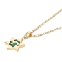 14K Gold Star of David with Chai on Eilat Stone Pendant Necklace - 5