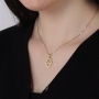 14K Gold Hamsa Pendant Necklace With Tree of Life Design - 4
