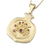 Luxurious 14K Yellow Gold Pomegranate Pendant Necklace With Ruby-Accented Tree of Life Design - 2