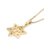 14K Gold Star of David & Chai Pendant Necklace - 5