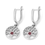 14K Gold Tree of Life Earrings With Ruby Stones - Color Option - 2