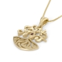 14K Gold Modern Tree of Life Pendant Necklace with Topaz Stone - 5