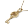 14K Gold Tree of Life Key Necklace With Ruby Stone (Choice of Colors) - 4