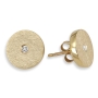 14K Gold Textured Round Diamond Stud Earrings (Choice of Color)  - 1