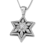 14K Gold Floral Star of David Pendant With 109 Diamonds - 6