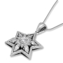 14K Gold Floral Star of David Pendant With 109 Diamonds - 8