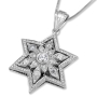 14K Gold Floral Star of David Pendant With 109 Diamonds - 7