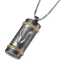 Blackened Sterling Silver Two-Tone Brushed-Finish Mezuzah Necklace - 2