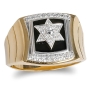 14K Gold Ring with Star of David, Diamonds and Black Enamel - 2