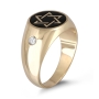 14K Yellow Gold and Black Enamel Star of David Ring with Diamond Stones - 3
