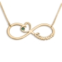 Gold Plated English / Hebrew Infinity Name Necklace with Heart and Birthstone - 5