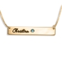 Sterling Silver Bar Script Name Necklace with Birthstone - 2