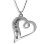Heart Double Name Customizable Necklace (Hebrew/English) - 1