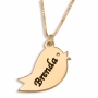 Double Thickness Gold-Plated Bird Name Necklace (English/Hebrew)  - 1