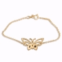Double Thickness Gold-Plated Butterfly Initials Bracelet (English/Hebrew) - 1