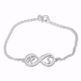 Double Thickness Silver Infinity Initials Bracelet (English/Hebrew) - 1