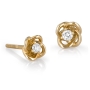 14K Gold 4-Pronged Diamond Stud Earrings With Chic Knotted Design (Choice of Color) - 1