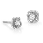 14K Gold 4-Pronged Diamond Stud Earrings With Chic Knotted Design (Choice of Color) - 2