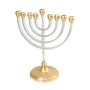 Kinetic Silver and Gold Plated Round Hanukkah Menorah - 2