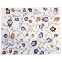 White Leather Challah Cover with Multicolor Pomgranates - 1