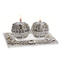 Silver Round Candlesticks with Tray -  Jerusalem - 2
