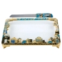 24K Gold Plated Jerusalem Challah Tray and Knife - Turquoise with Sapphire Crystals - 1