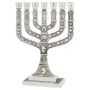 Knesset Silver-Plated 7-Branched 12 Tribes Jerusalem Menorah - 1