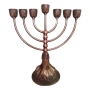 Copper-Plated Traditional Ornate 7-Branched Menorah - 1