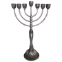 Pewter Traditional Ornate 7-Branched Menorah – Large  - 1