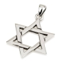Large 925 Sterling Silver and Rhodium-Plated Star of David Pendant Necklace - 1