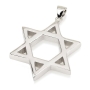Large and Thick 925 Sterling Silver and Rhodium-Plated Star of David Pendant Necklace - 1