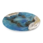Handcrafted Glass Seder Plate With Grapes Design (Light Blue) - 3