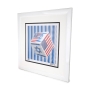Limited Edition American-Israeli Friendship Framed 3D Optical Illusion Cube (Blue & White Background, White Frame) - 2
