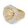 Lion of Judah 14K Gold Men's Ring With White Diamond Halo (Choice of Colors) - 3